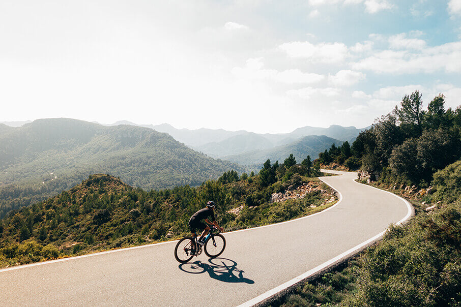 A cyclist on an open road